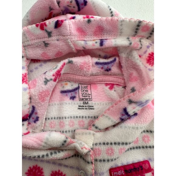 Set Of 3 Carters Baby Girl Holiday-Themed Sleepers 6M Pink Fleece Cotton Footed - Picture 4 of 10